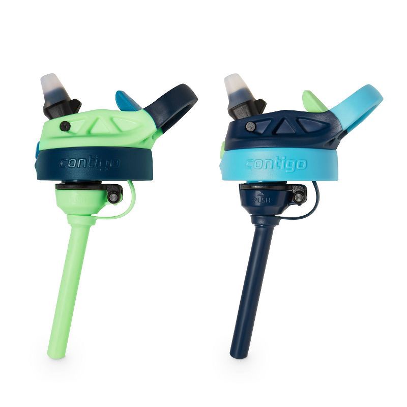 slide 5 of 7, Contigo 14oz 2pk Plastic Cleanable Kids' Water Bottles Green/Blue: Leakproof Toddler Straw Cups, Dishwasher-Safe, 2 ct; 14 oz