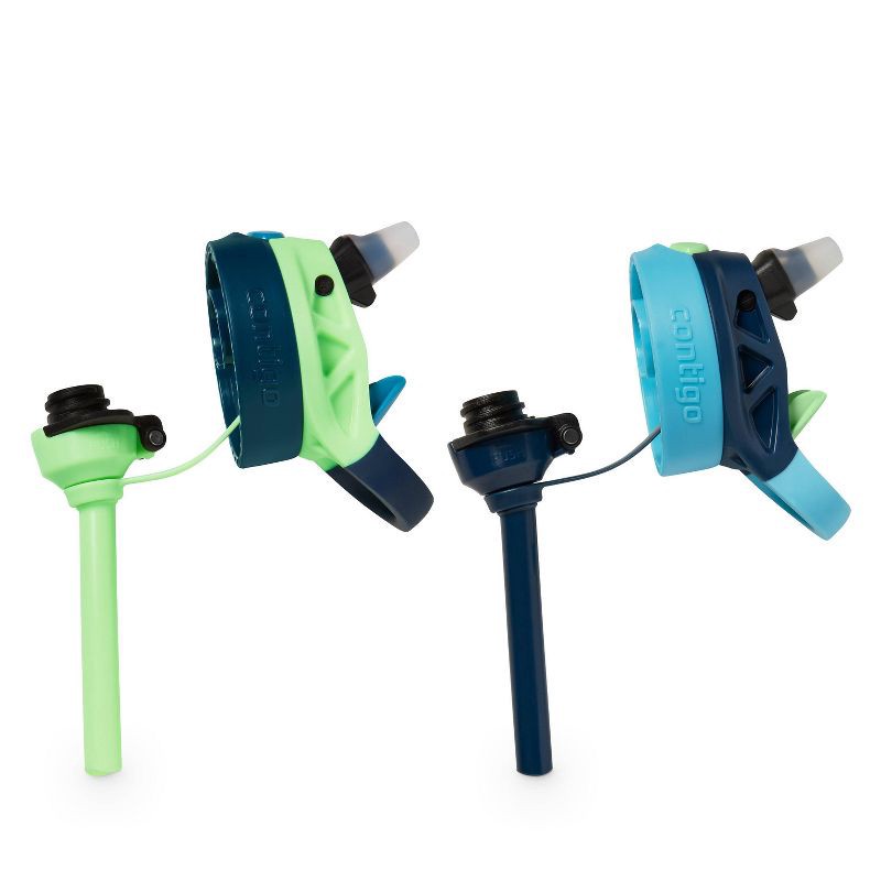 slide 6 of 7, Contigo 14oz 2pk Plastic Cleanable Kids' Water Bottles Green/Blue: Leakproof Toddler Straw Cups, Dishwasher-Safe, 2 ct; 14 oz