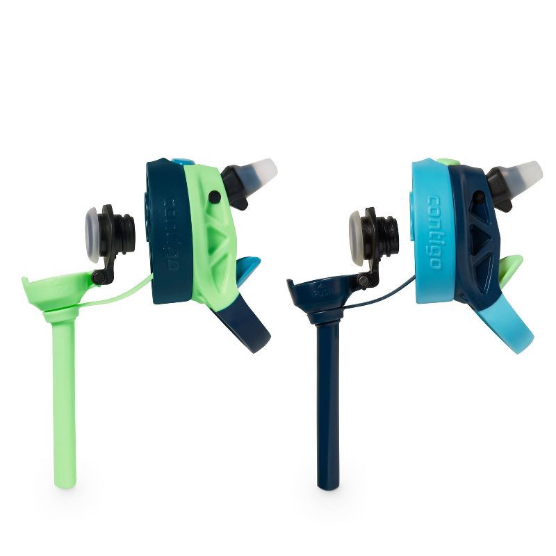 slide 7 of 7, Contigo 14oz 2pk Plastic Cleanable Kids' Water Bottles Green/Blue: Leakproof Toddler Straw Cups, Dishwasher-Safe, 2 ct; 14 oz