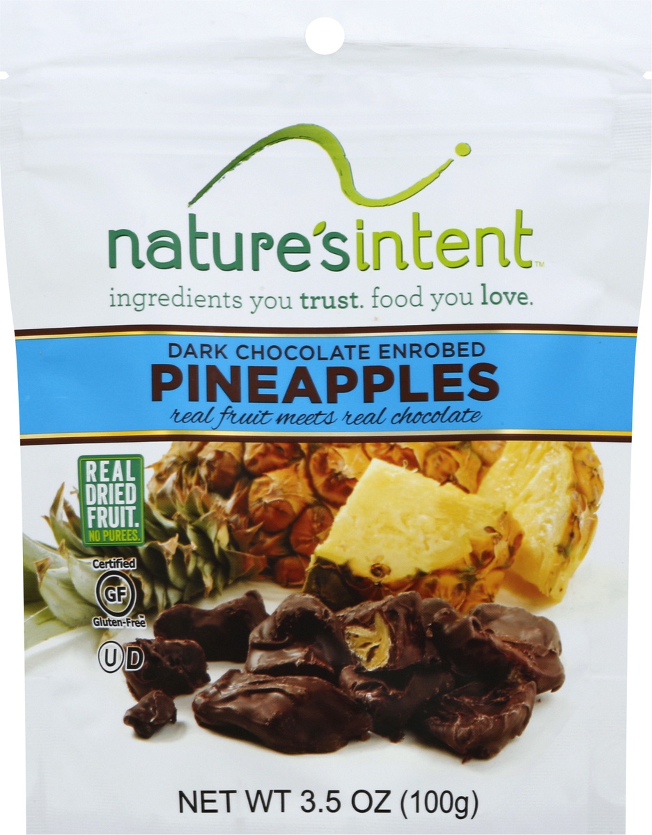 slide 4 of 7, Nature's Intent Dark Chocolate Enrobed Dried Pineapple, 