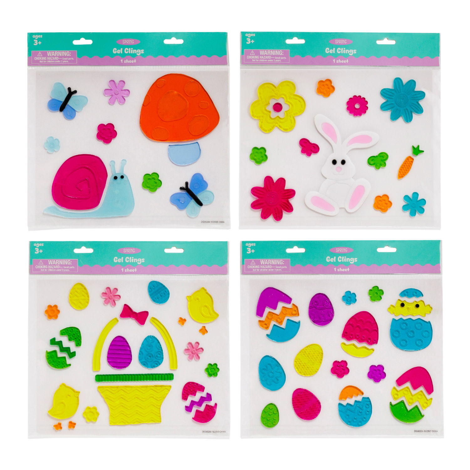 slide 2 of 7, Window Gel Cling, Easter, 11.5 In X 12 In, Assorted Designs, 1 ct