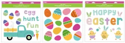 Window Gel Cling, Easter, 11.5 In X 12 In, Assorted Designs