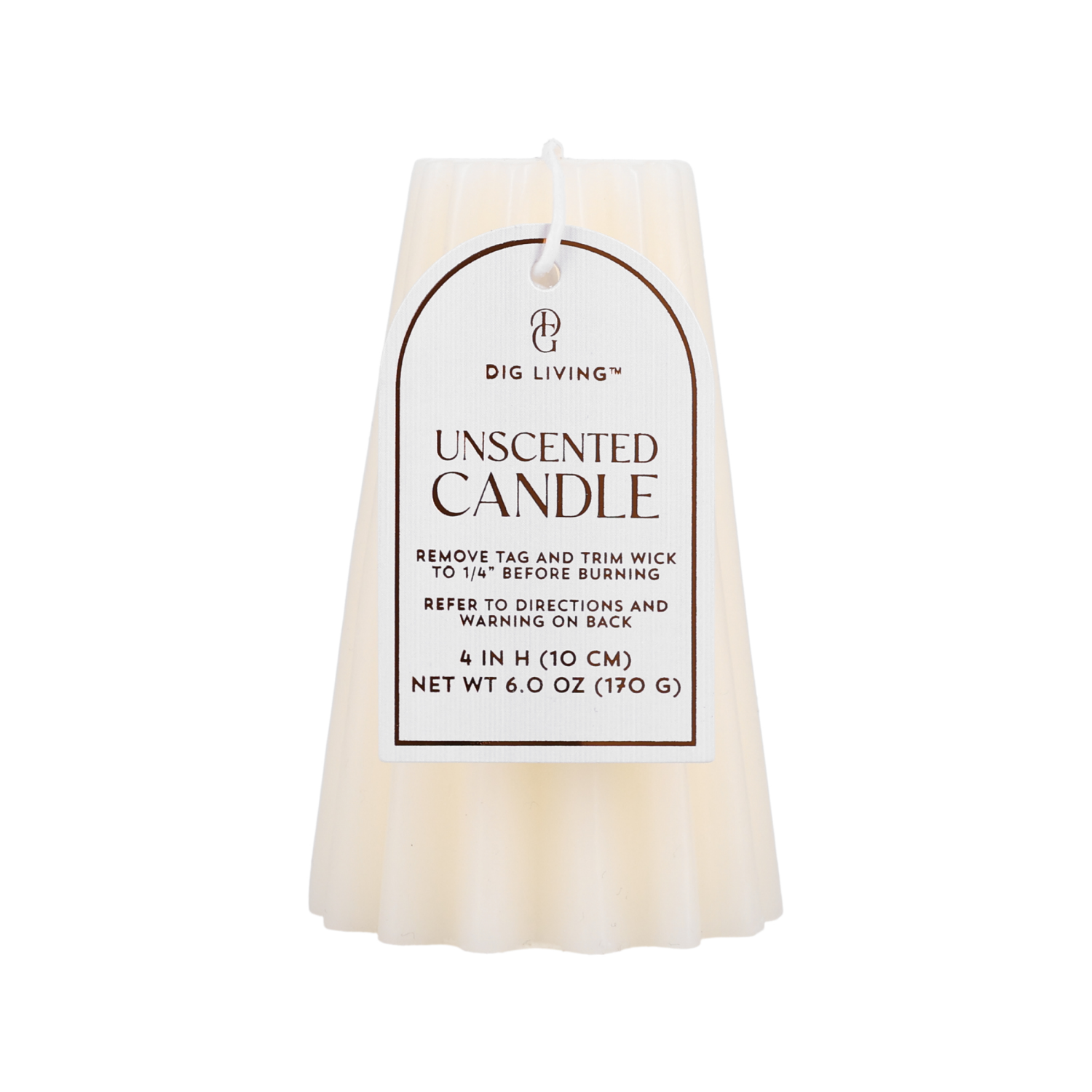 slide 1 of 2, DIG Living Ivory Ribbed Cone Pillar Candle, 1 ct