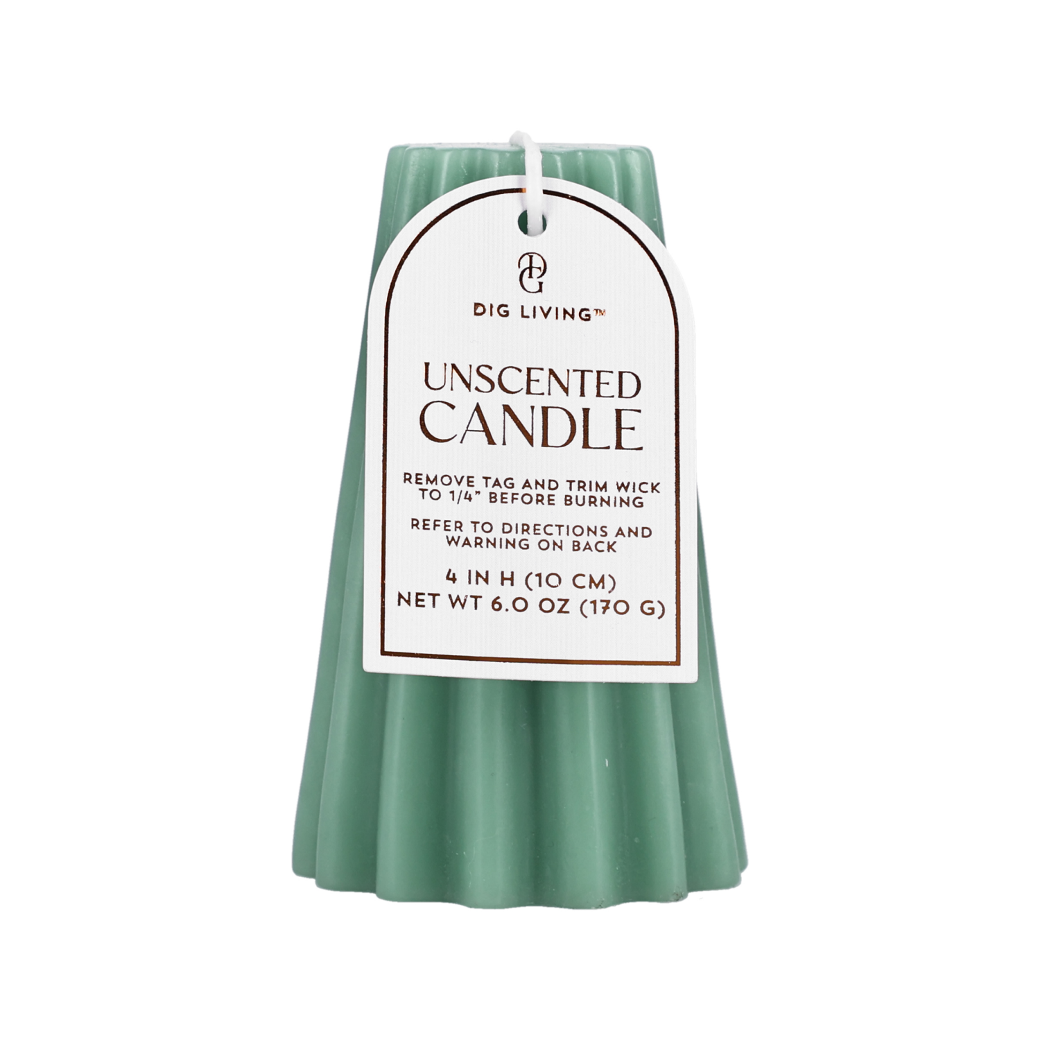 slide 1 of 2, DIG Living Green Ribbed Cone Pillar Candle, 1 ct