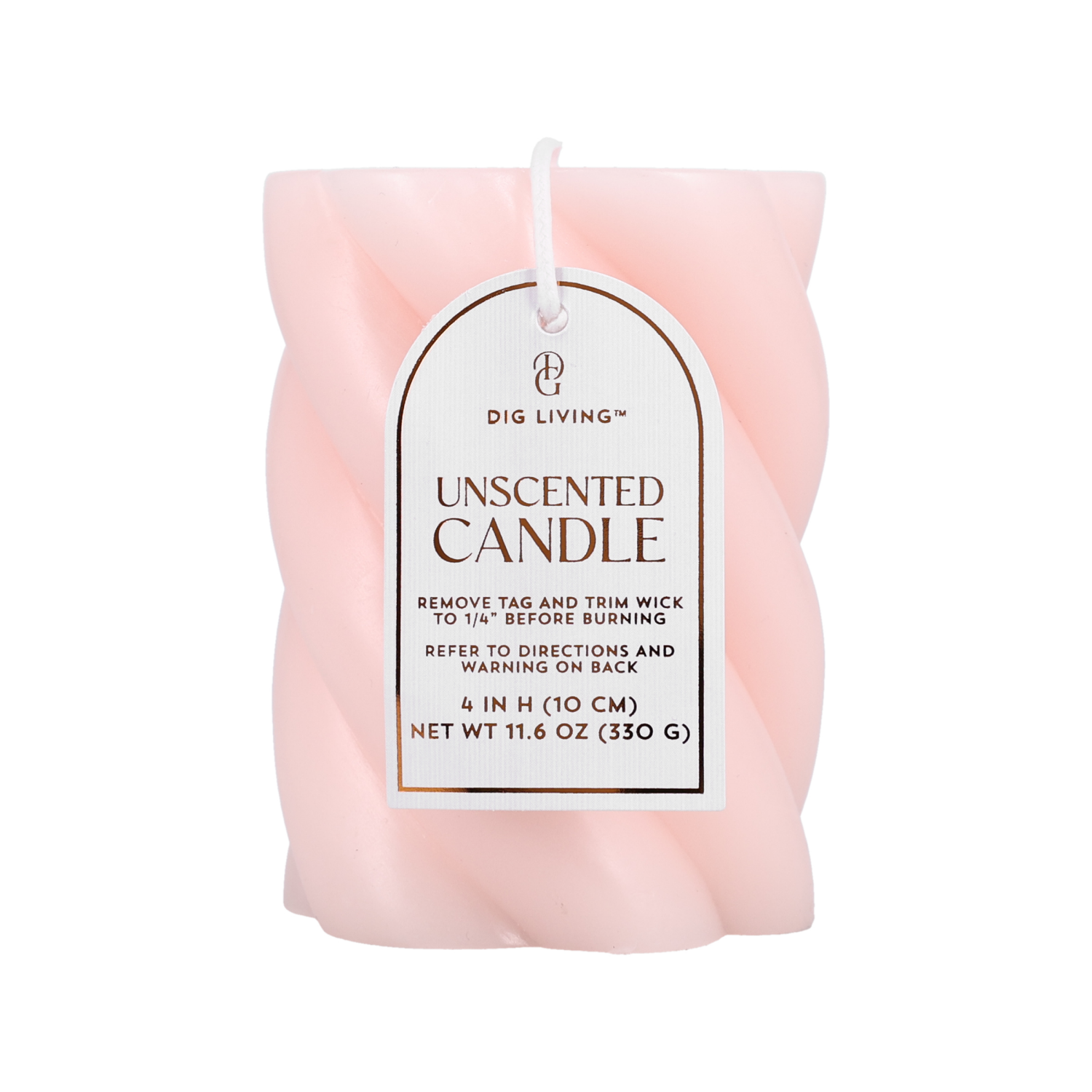 slide 1 of 2, DIG Living Pale Blush Wide Twist Pillar Candle, 1 ct