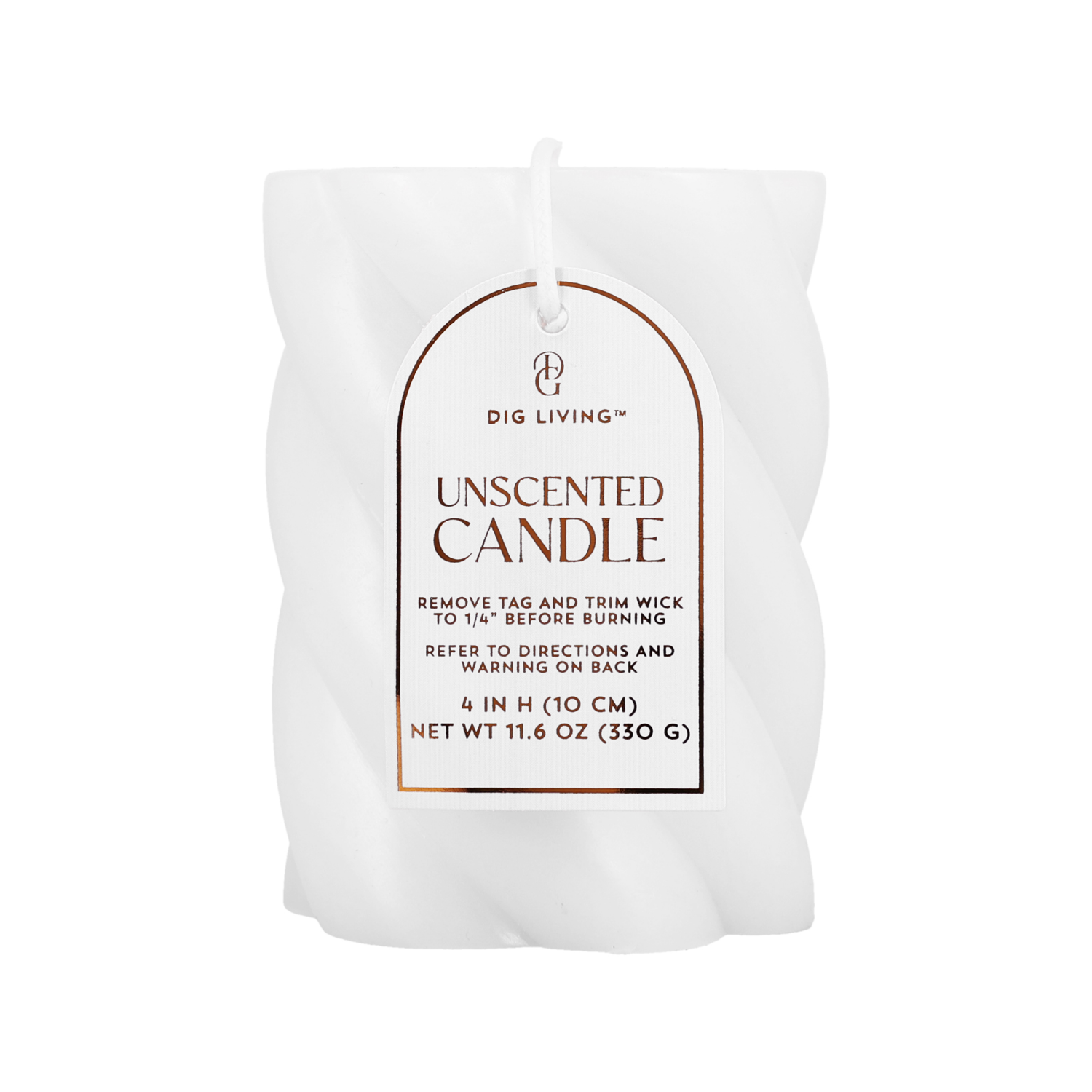 slide 1 of 2, DIG Living White Wide Twist Pillar Candle, 1 ct