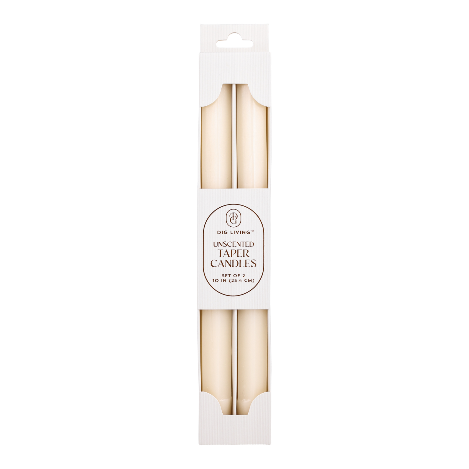 slide 1 of 3, DIG Living Ivory Hex Taper Candles 2 Pack, 2 ct