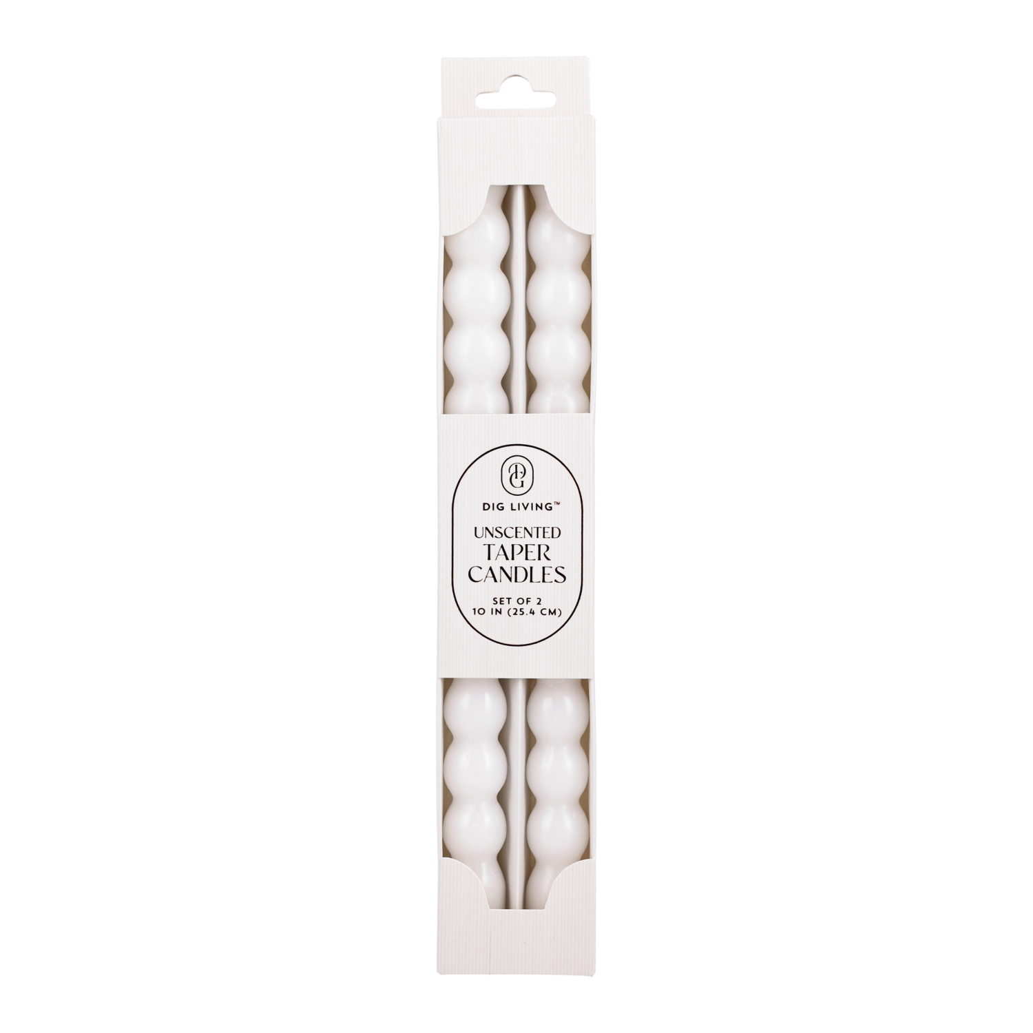 slide 1 of 3, DIG Living White Bulb Taper Candles 2 Pack, 2 ct