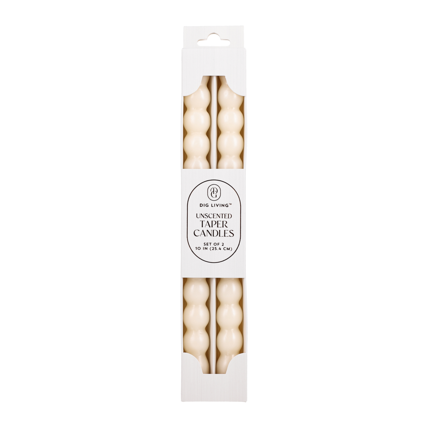 slide 1 of 3, DIG Living Ivory Bulb Taper Candles 2 Pack, 2 ct