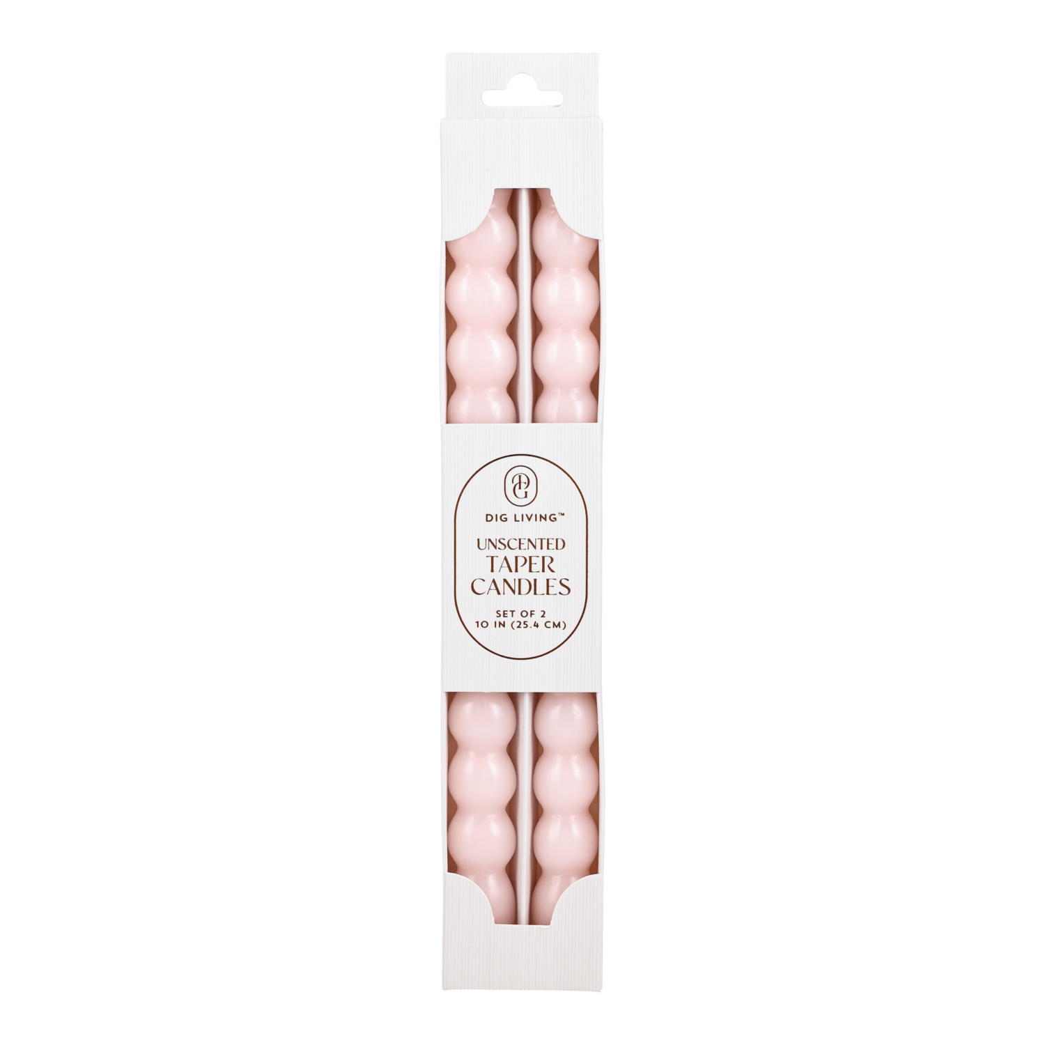 slide 1 of 3, DIG Living Pale Blush Bulb Taper Candles 2 Pack, 2 ct