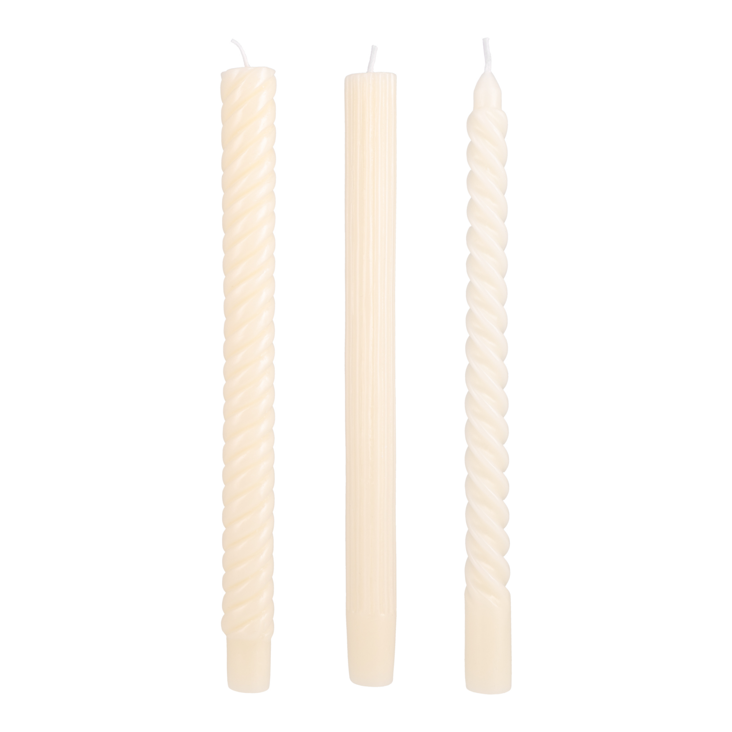 slide 3 of 3, DIG Living Ivory Assorted Shape Tapers 3 Pack, 3 ct