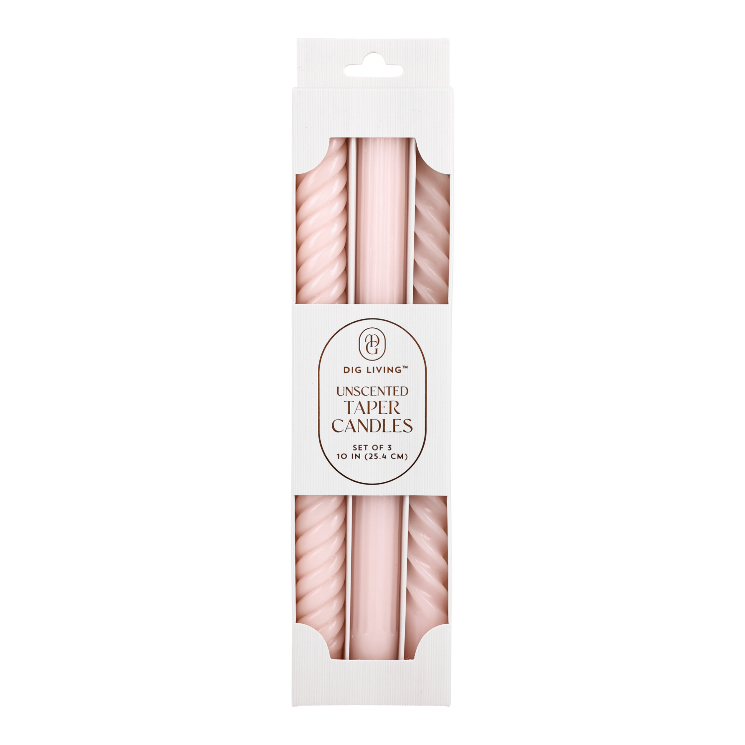 slide 1 of 3, DIG Living Pale Blush Assorted Shape Tapers 3 Pack, 3 ct
