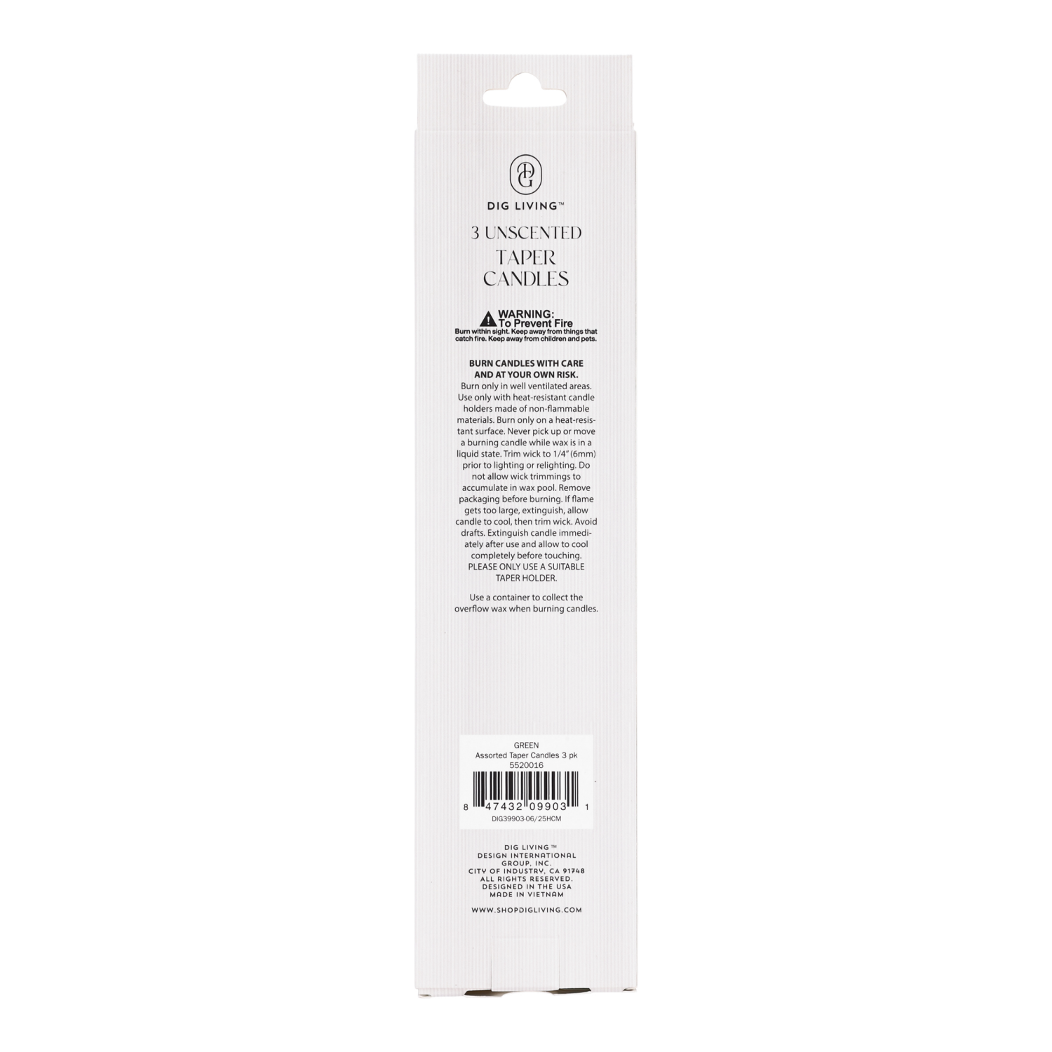 slide 2 of 3, DIG Living Green Assorted Shape Tapers 3 Pack, 3 ct