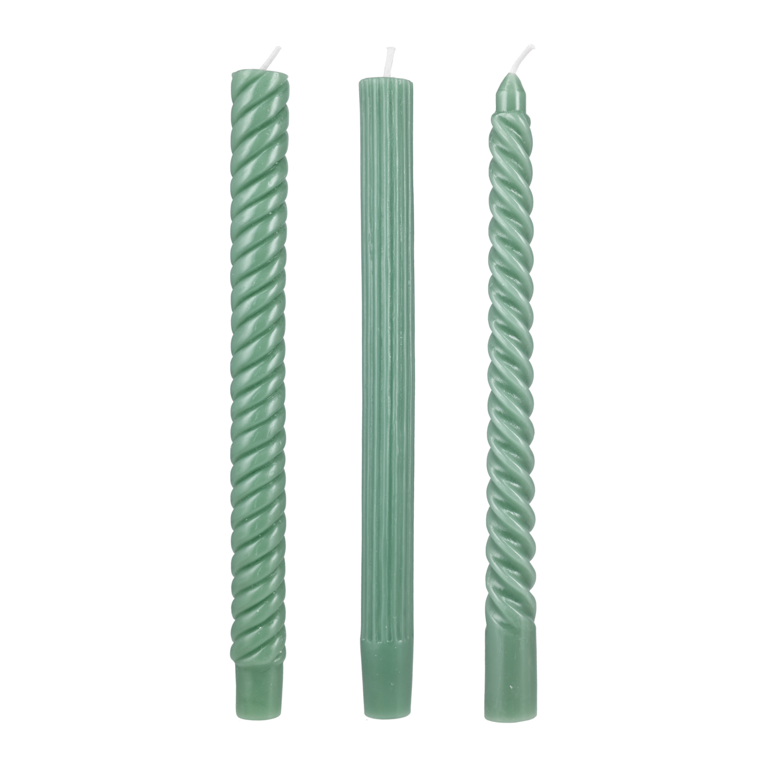slide 3 of 3, DIG Living Green Assorted Shape Tapers 3 Pack, 3 ct