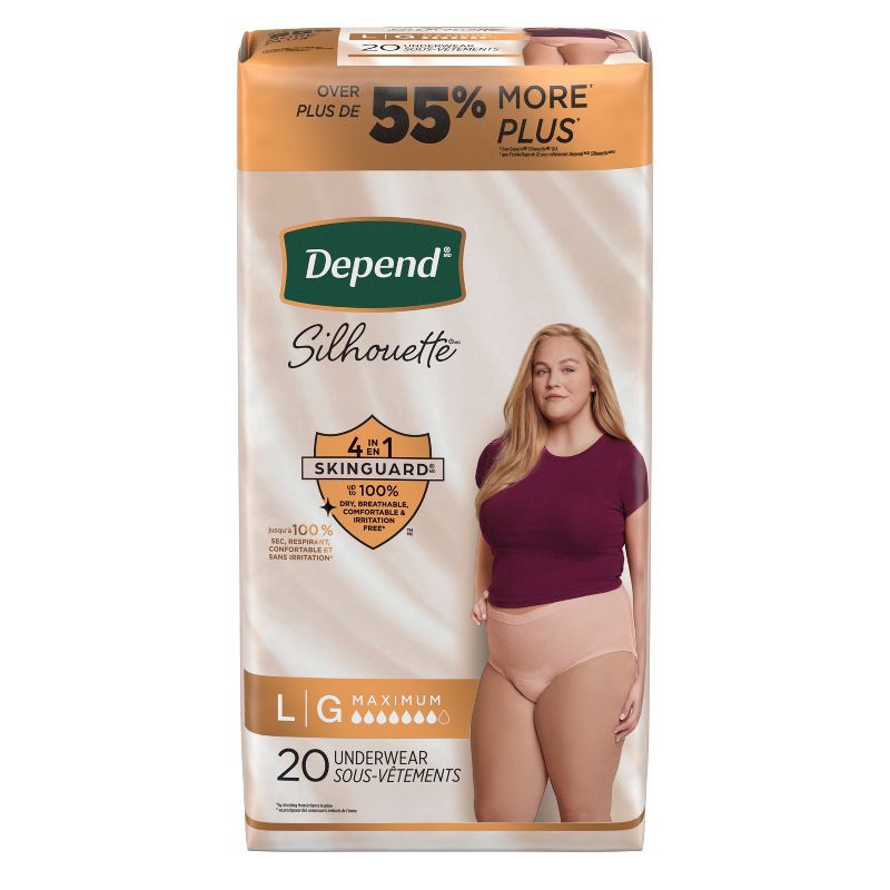 slide 2 of 9, Depend Silhouette Incontinence & Postpartum Underwear for Women - Maximum Absorbency - L - Pink - 20ct, 20 ct