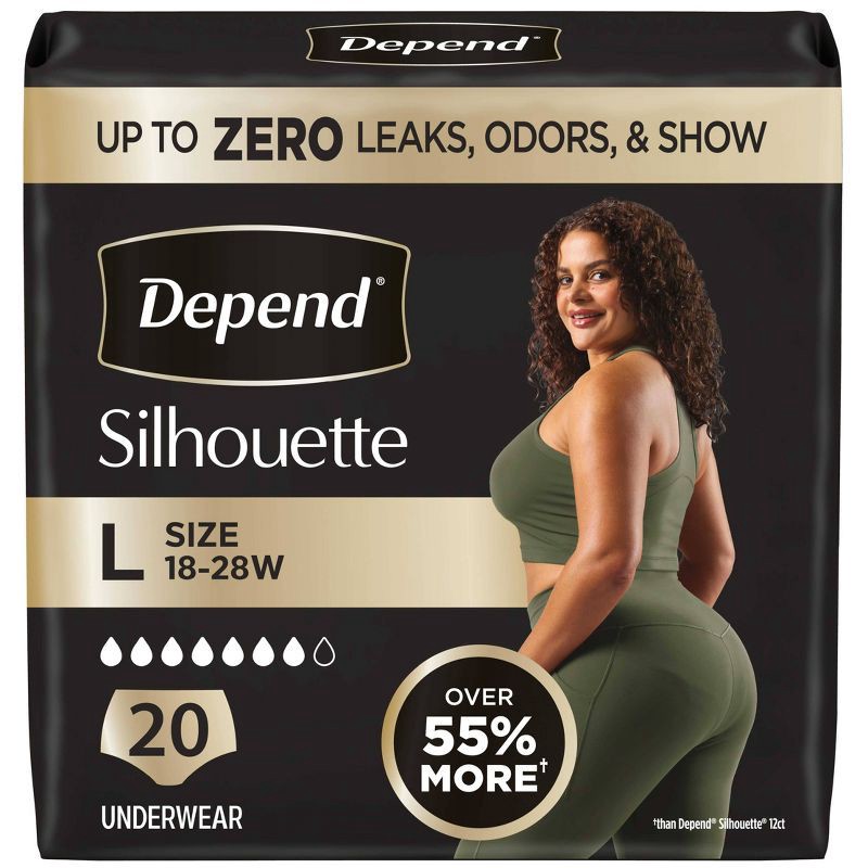 slide 1 of 9, Depend Silhouette Incontinence & Postpartum Underwear for Women - Maximum Absorbency - L - Pink - 20ct, 20 ct