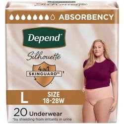 Depend Silhouette Incontinence & Postpartum Underwear for Women - Maximum Absorbency - L - Pink - 20ct