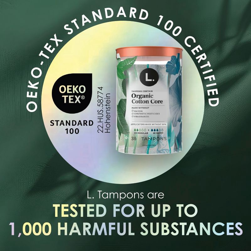 slide 8 of 14, L . Organic Cotton Full Size Tampons - Regular - 30ct, 30 ct