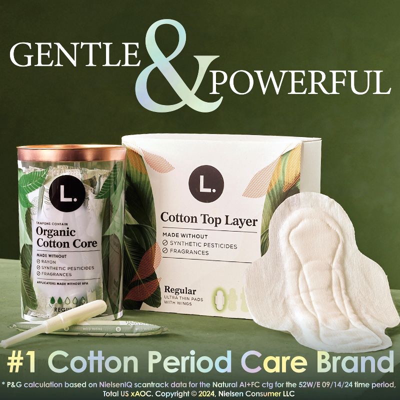 slide 5 of 14, L . Organic Cotton Full Size Tampons - Super - 30ct, 30 ct