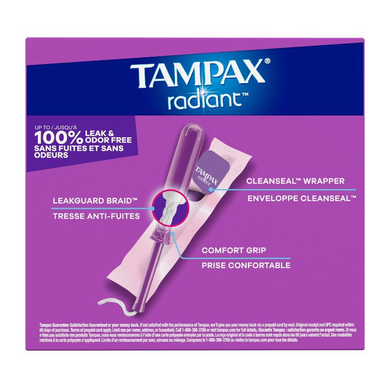 slide 15 of 15, Tampax Radiant Regular Absorbency Unscented Tampons - 42ct, 42 ct
