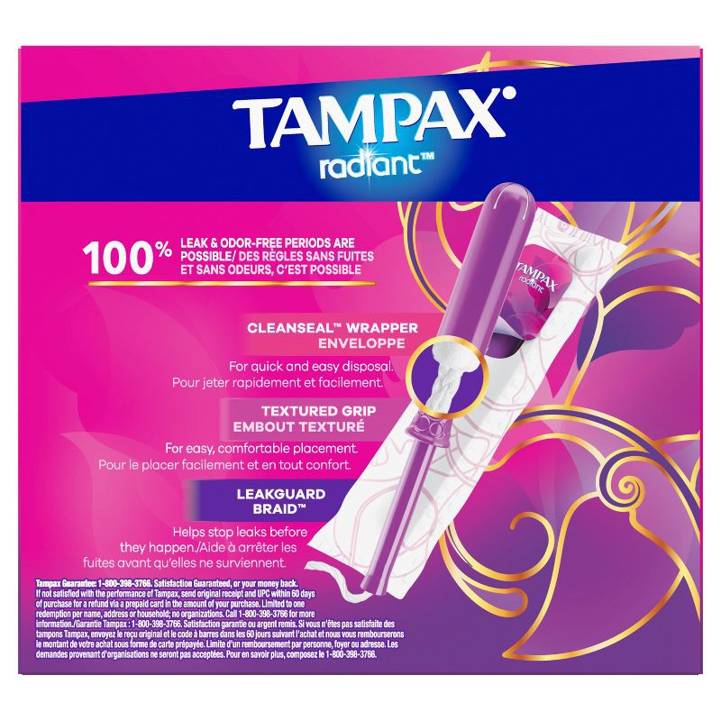 slide 10 of 10, Tampax Radiant Regular Absorbency Tampons - Unscented - 42ct, 42 ct