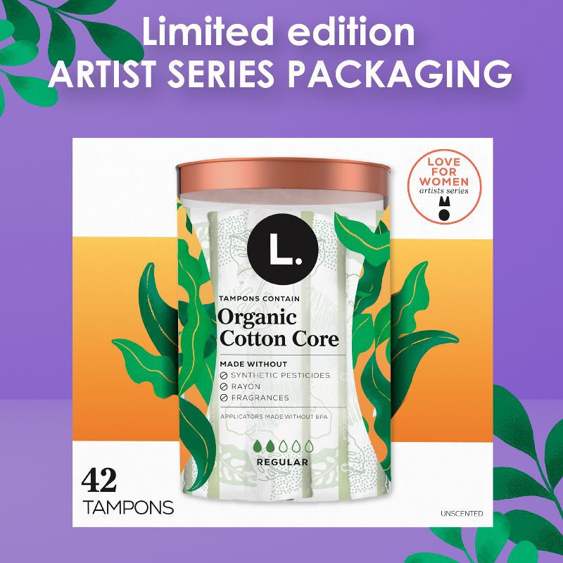slide 2 of 12, L . Organic Cotton Full Size Refill Tampons - Regular - 42ct, 42 ct
