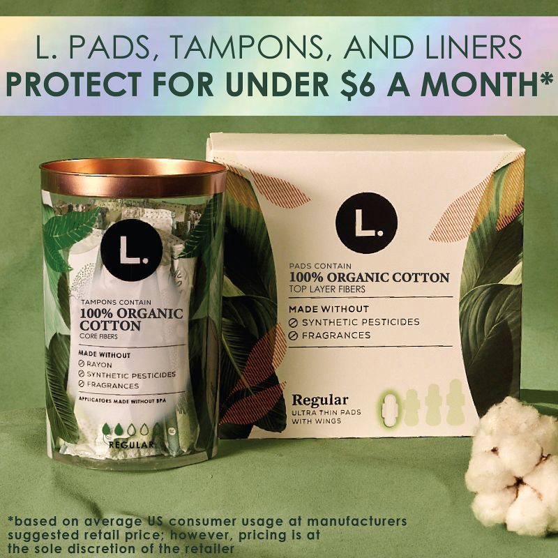 slide 14 of 16, L . Organic Cotton Full Size Refill Tampons - Regular - 42ct, 42 ct
