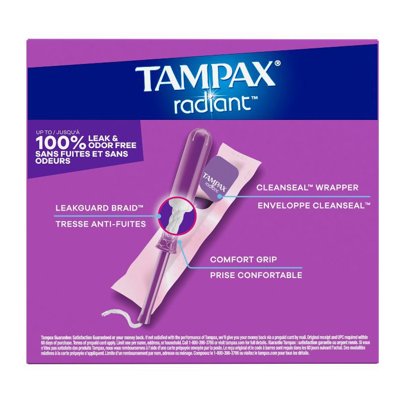 slide 15 of 15, Tampax Radiant Super Absorbency Unscented Tampons - 42ct, 42 ct