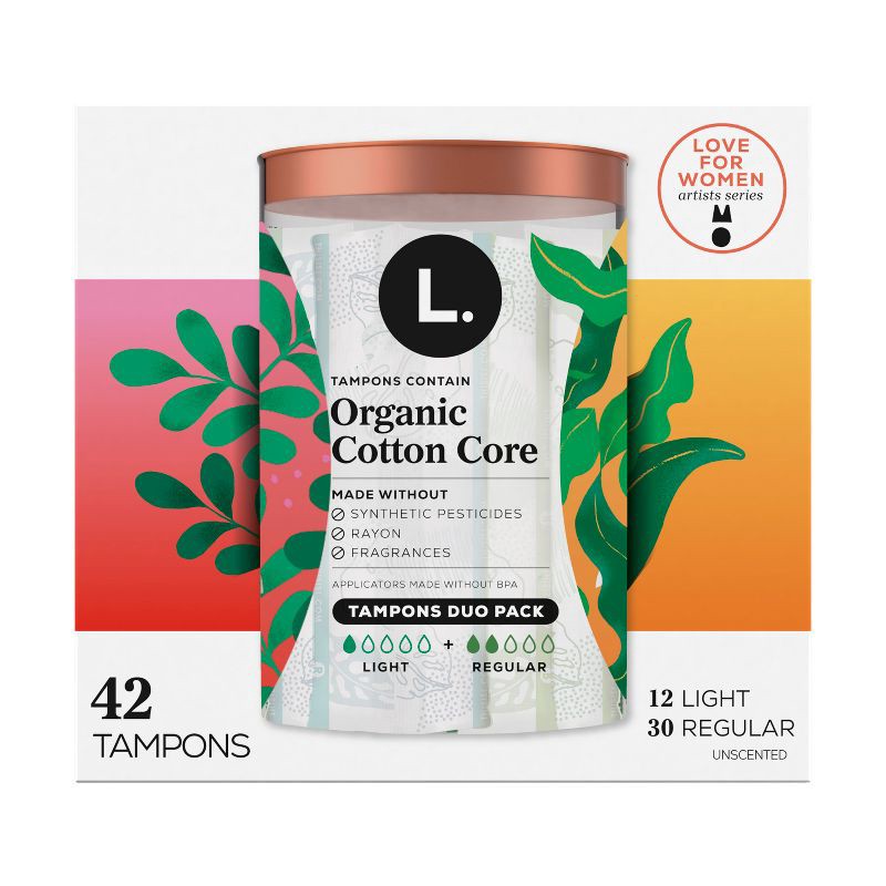 slide 11 of 12, L . Organic Cotton Full Size Multipack Tampons - Light/Regular - 42ct, 42 ct