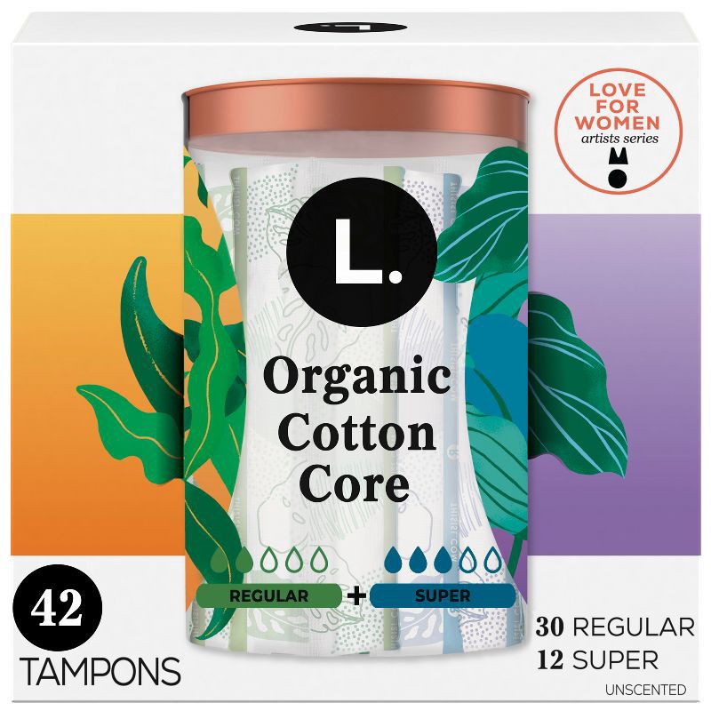 slide 2 of 11, L . Organic Cotton Full Size Multipack Refill Tampons - Regular/Super - 42ct, 42 ct