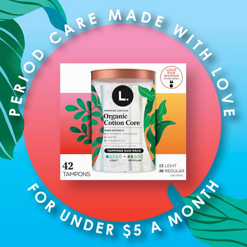 slide 8 of 11, L . Organic Cotton Full Size Multipack Refill Tampons - Regular/Super - 42ct, 42 ct