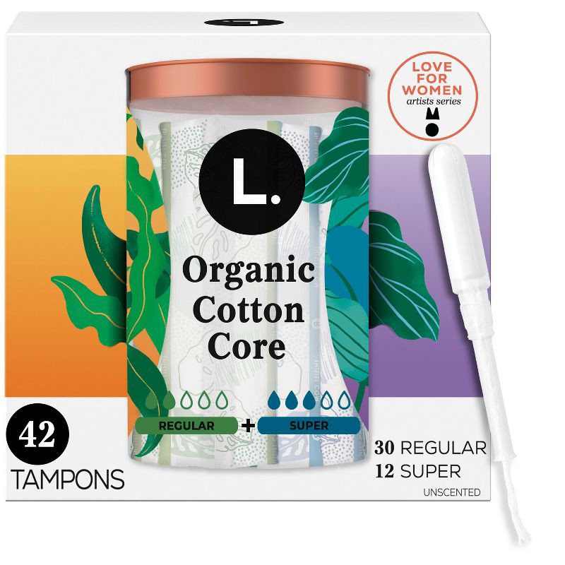 slide 1 of 11, L . Organic Cotton Full Size Multipack Refill Tampons - Regular/Super - 42ct, 42 ct
