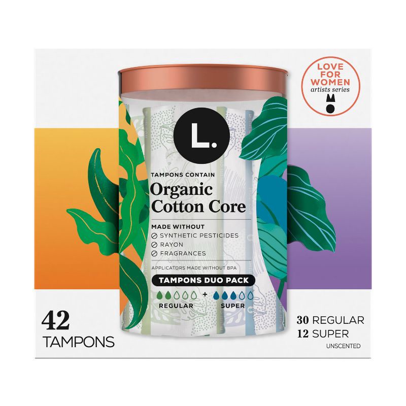 slide 10 of 11, L . Organic Cotton Full Size Multipack Refill Tampons - Regular/Super - 42ct, 42 ct