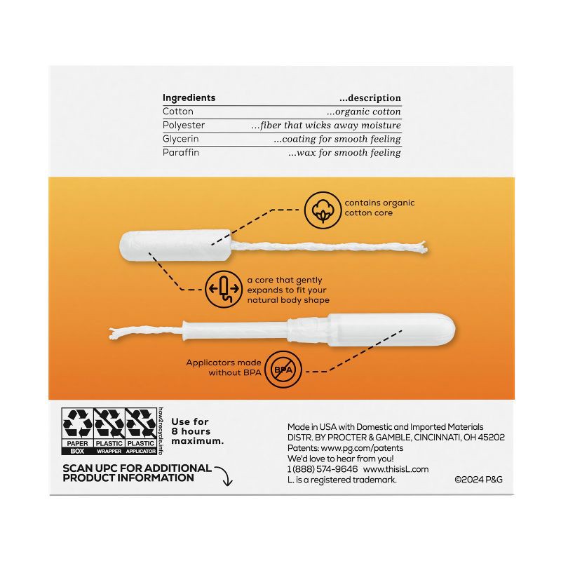 slide 11 of 11, L . Organic Cotton Full Size Multipack Refill Tampons - Regular/Super - 42ct, 42 ct