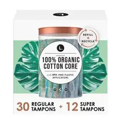 L . Organic Cotton Full Size Multipack Refill Tampons - Regular/Super - 42ct