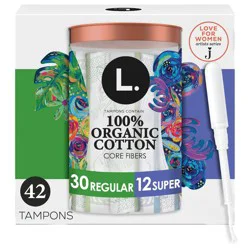 L . Organic Cotton Full Size Multipack Refill Tampons - Regular/Super - 42ct