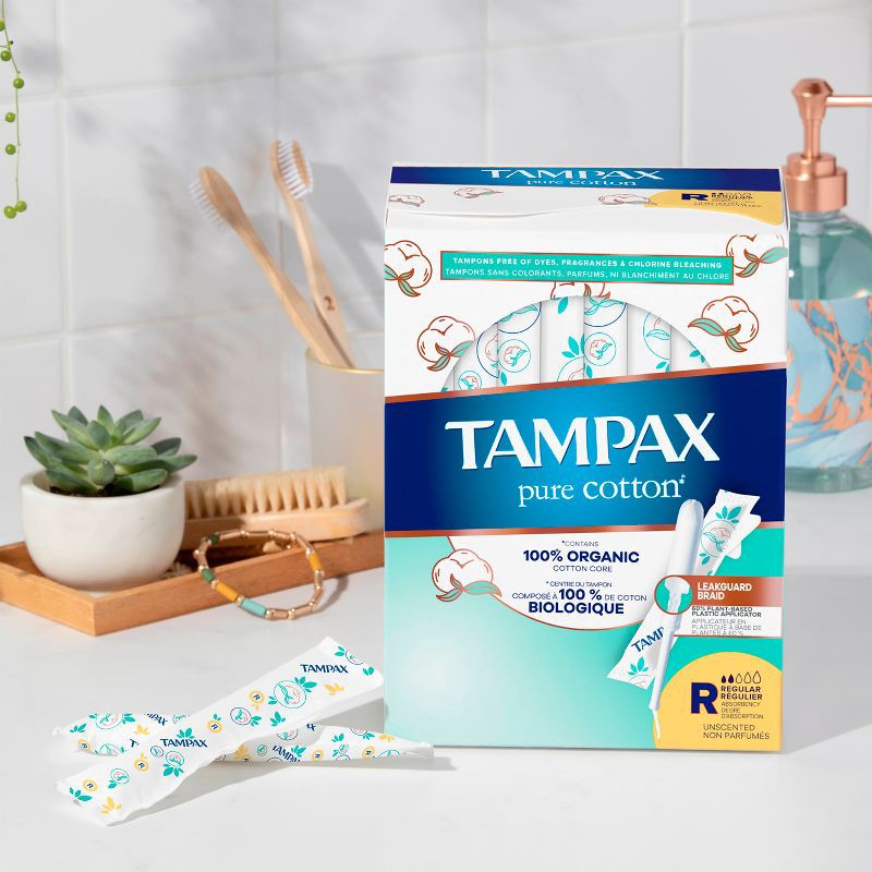 slide 5 of 8, Tampax Pure Cotton Tampons - Super - 24ct, 24 ct