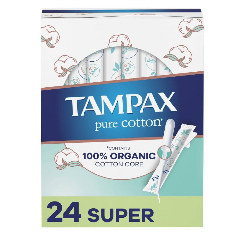 slide 1 of 8, Tampax Pure Cotton Tampons - Super - 24ct, 24 ct