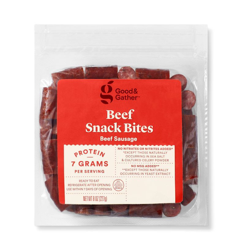 slide 1 of 4, Beef Sausage 7g Protein Snack Bites - 8oz - Good & Gather™, 7 gram, 8 oz