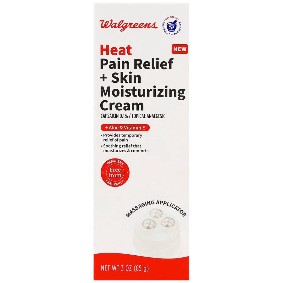 slide 1 of 5, Walgreens Heat Pain Relief + Skin Moisturizing Cream, 3 oz