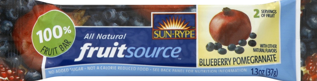 slide 3 of 5, SunRype FruitSource Superfruits Apple Blueberry Pomegranate Fruit Bar , 1.3 oz