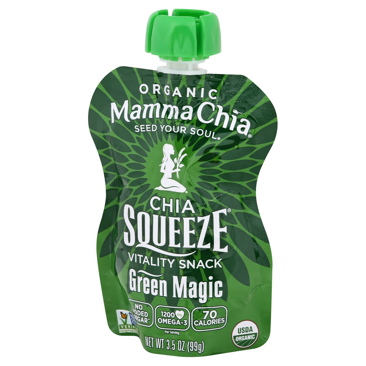 slide 3 of 9, Mamma Chia Organic Chia Squeeze Vitality Snack Green Magic, 3.5 fl oz