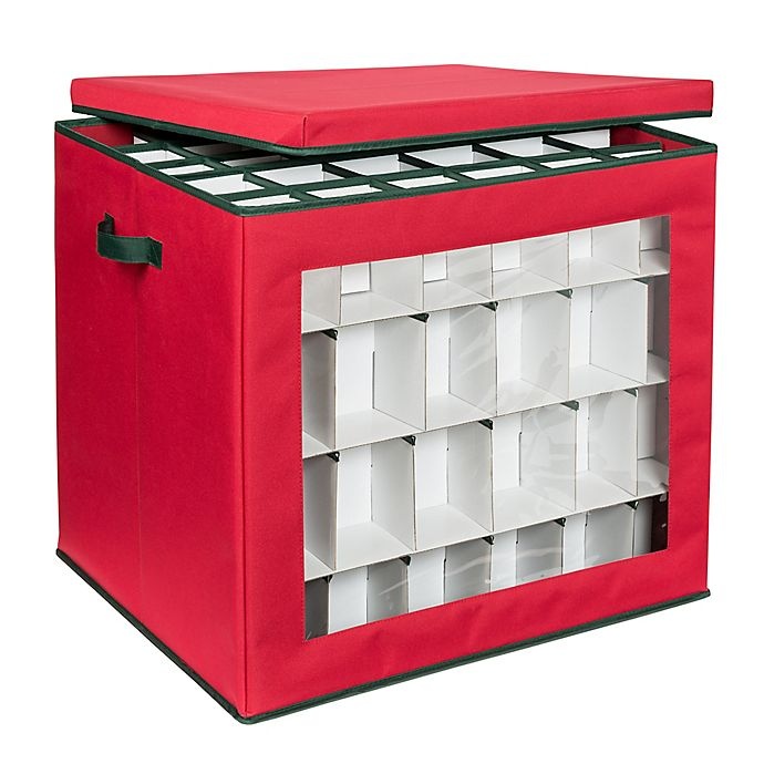 slide 2 of 8, Honey-Can-Do 120-Ornament Storage Cube - Red, 1 ct