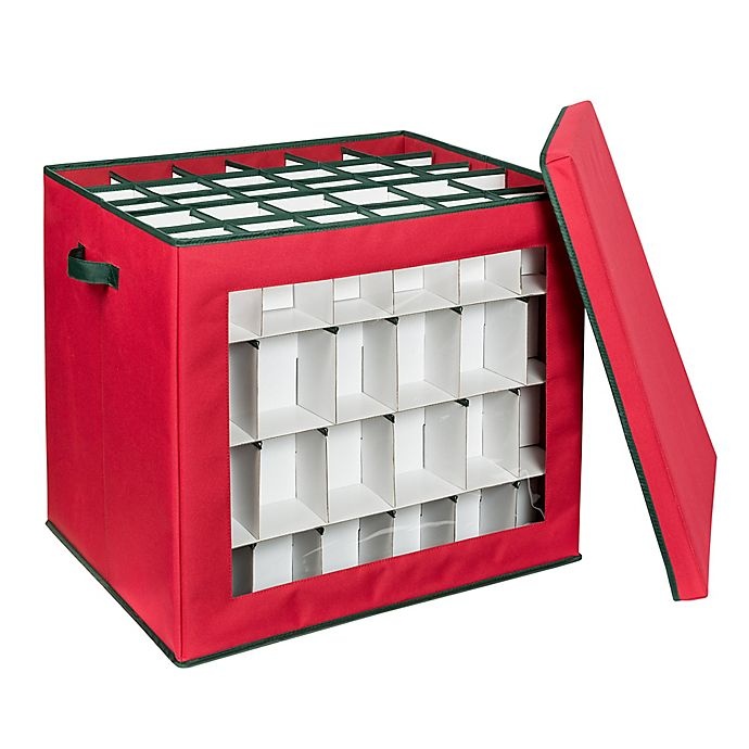 slide 7 of 8, Honey-Can-Do 120-Ornament Storage Cube - Red, 1 ct