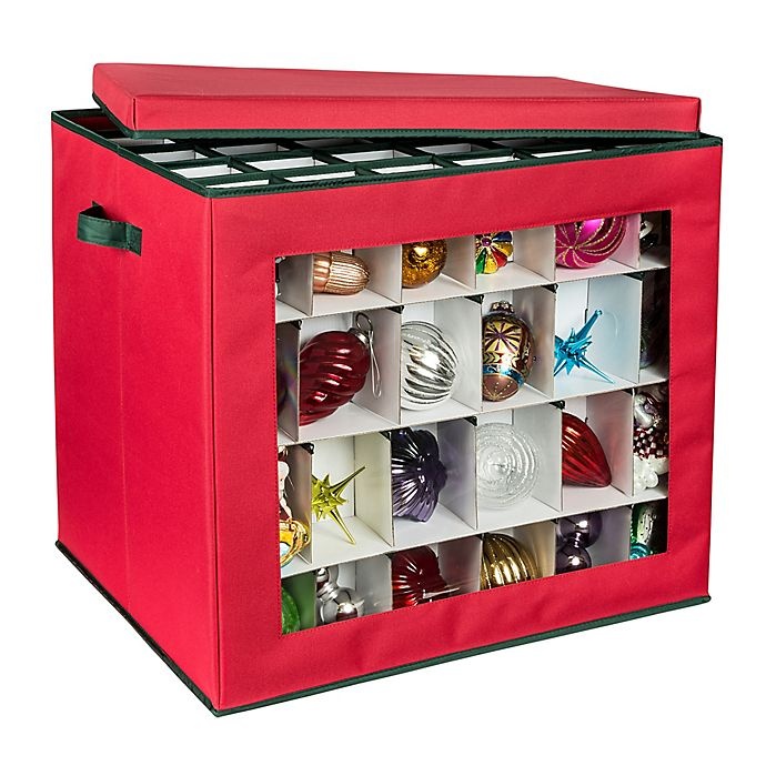 slide 8 of 8, Honey-Can-Do 120-Ornament Storage Cube - Red, 1 ct