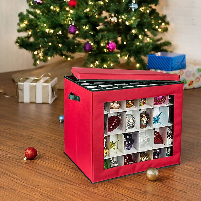 slide 5 of 8, Honey-Can-Do 120-Ornament Storage Cube - Red, 1 ct