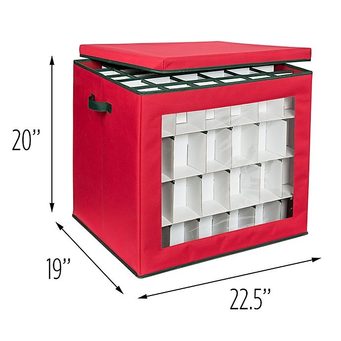 slide 6 of 8, Honey-Can-Do 120-Ornament Storage Cube - Red, 1 ct