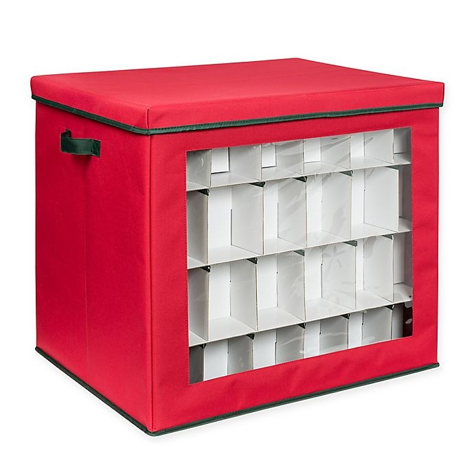 slide 1 of 8, Honey-Can-Do 120-Ornament Storage Cube - Red, 1 ct