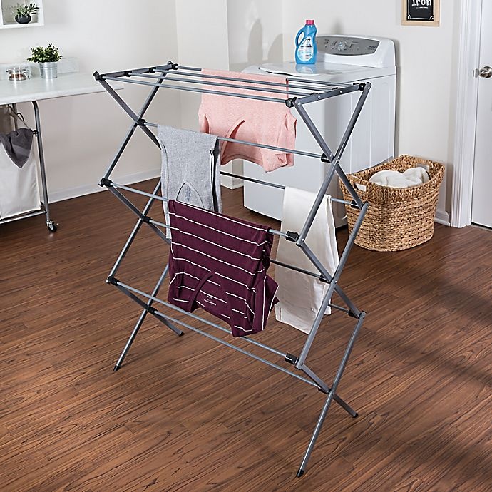 slide 5 of 6, Honey-Can-Do 3-Tier Collapsible Drying Rack - Silver, 1 ct
