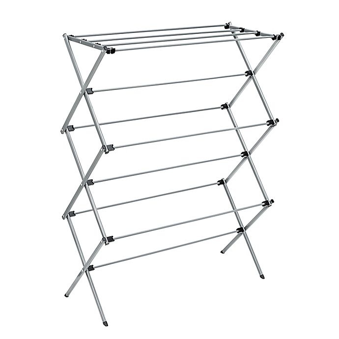 slide 2 of 6, Honey-Can-Do 3-Tier Collapsible Drying Rack - Silver, 1 ct